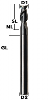 VHM-Schaftfräser Z2 45° Ø 4x12 mm ALU