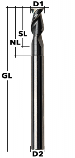 VHM-Schaftfräser Z2 45° Ø 3 mm ALU XL