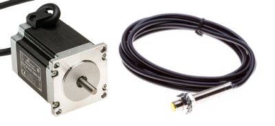 Stepper motors 1.8 Nm, reference sensors NPN NC 1 mm and cables