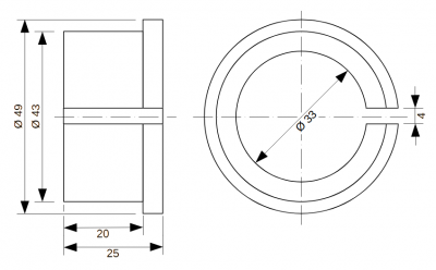 Adapter from 43 mm to 33 mm