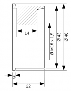 Einspann-Adapter von 43 mm auf Gewinde M18 x 1,5