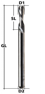 VHM Fräser 2-Schneider (Flach) Ø 1,5 mm linksspiralig