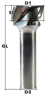 Surface milling cutter 14 mm, shank 10 mm