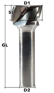 Surface milling cutter 30mm, shank diameter 12mm