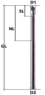 Radius mill Z1 R2 mm Ø 4 mm