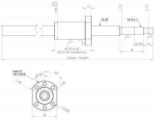 Ball screw spindle incl. nut  16 x 5 length: 270 mm