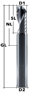 End Mill Z1 Ø 1 mm ACRYL