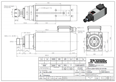 HF-Spindel Teknomotor E-Lüfter 3,3 kW  | ER32 | 24.000 U/min | 230 V / 400 V | COM51600372