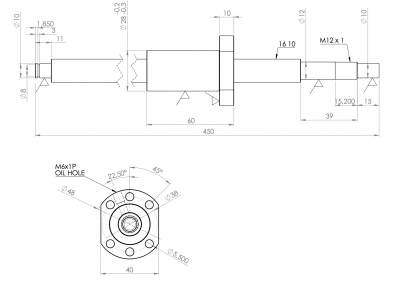 Ball screw spindle incl. nut  16 x 05 length: 550 mm