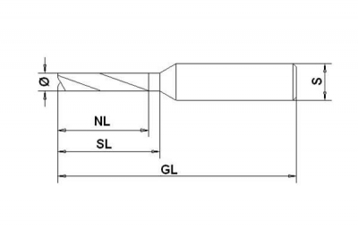 Zinkenfräser Ø 9,5 mm, Schaft Ø 6 mm, Länge 52,5 mm 7°