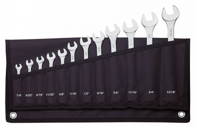 12-piece SlimLine combination spanner set for imperial screw sizes