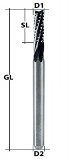 End Mill Spiral Toothed Ø 1 mm optimized geometry