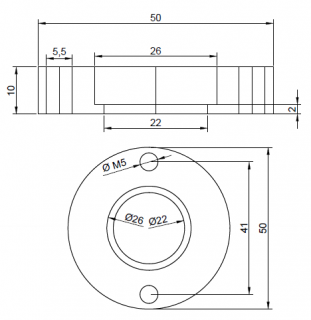 Floating bearing housing with 1 ball bearing for 16 mm ball screw spindle