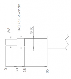 Ball screw spindle 16 x 5 Length: 581 mm, special version brake