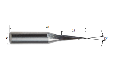 VHM Stichel 15° Uni Z1 Ø 6 x 0.2 mm