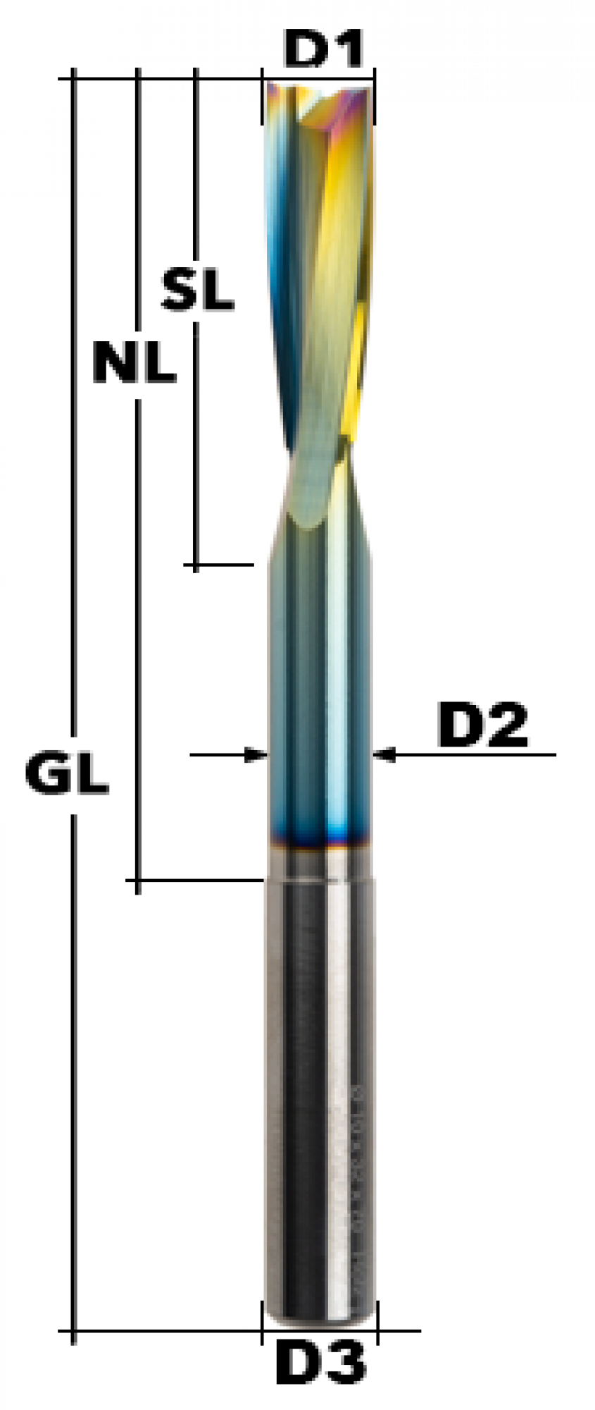 End Mill Z2 Ø 2 mm Wood coated