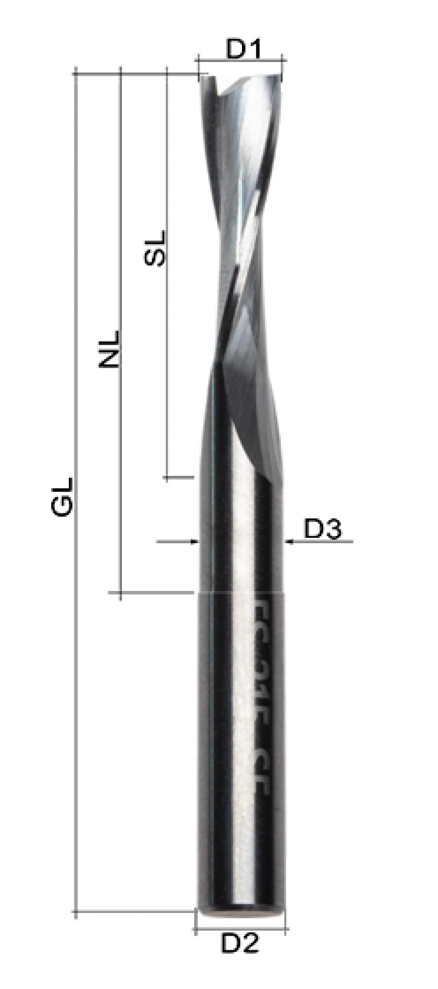 1206HO | Solid carbide end mill Z2 Ø 4 mm wood VR