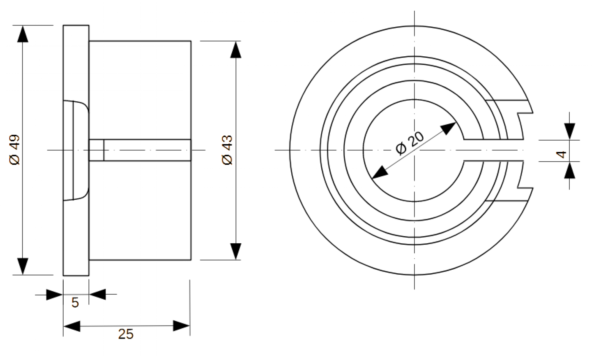 Einspann-Adapter von 43 mm auf 20 mm