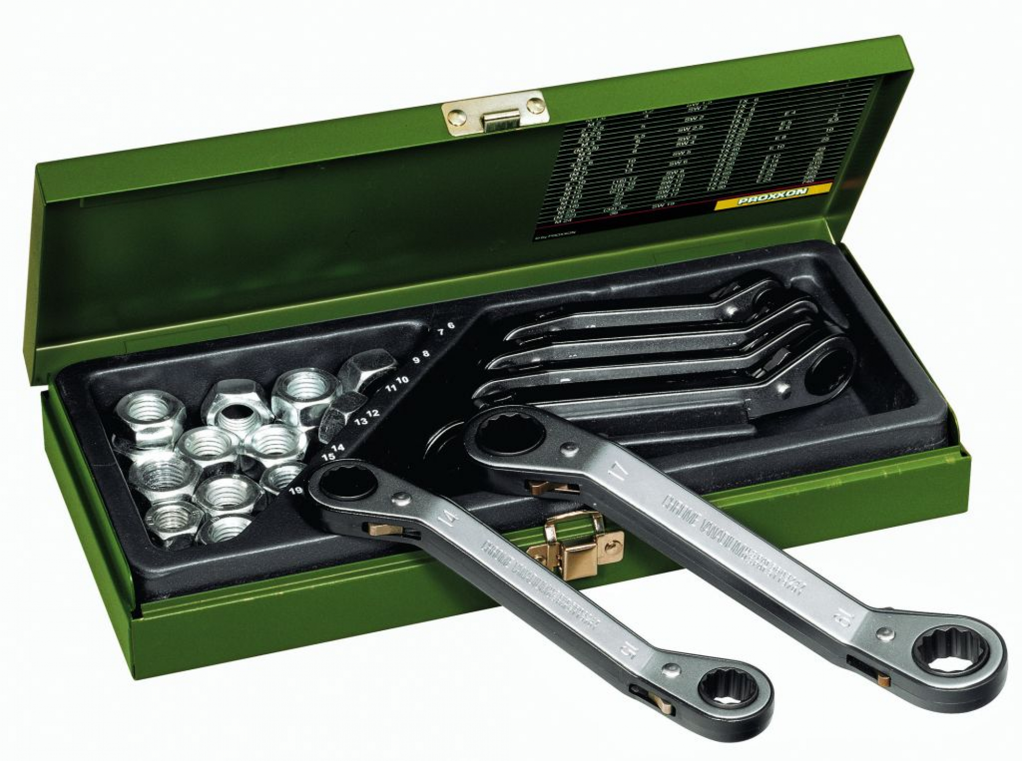 Speeder ratchet spanner set. 6-piece. With reversing lever.