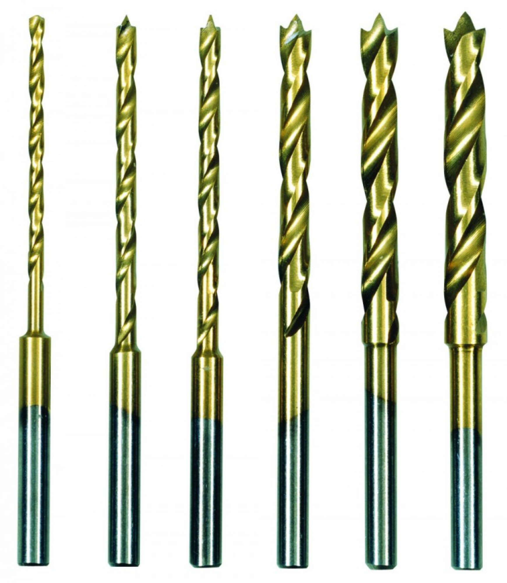 HSS twist drill set with centering, 6 pcs. (1.5 to 4 mm)