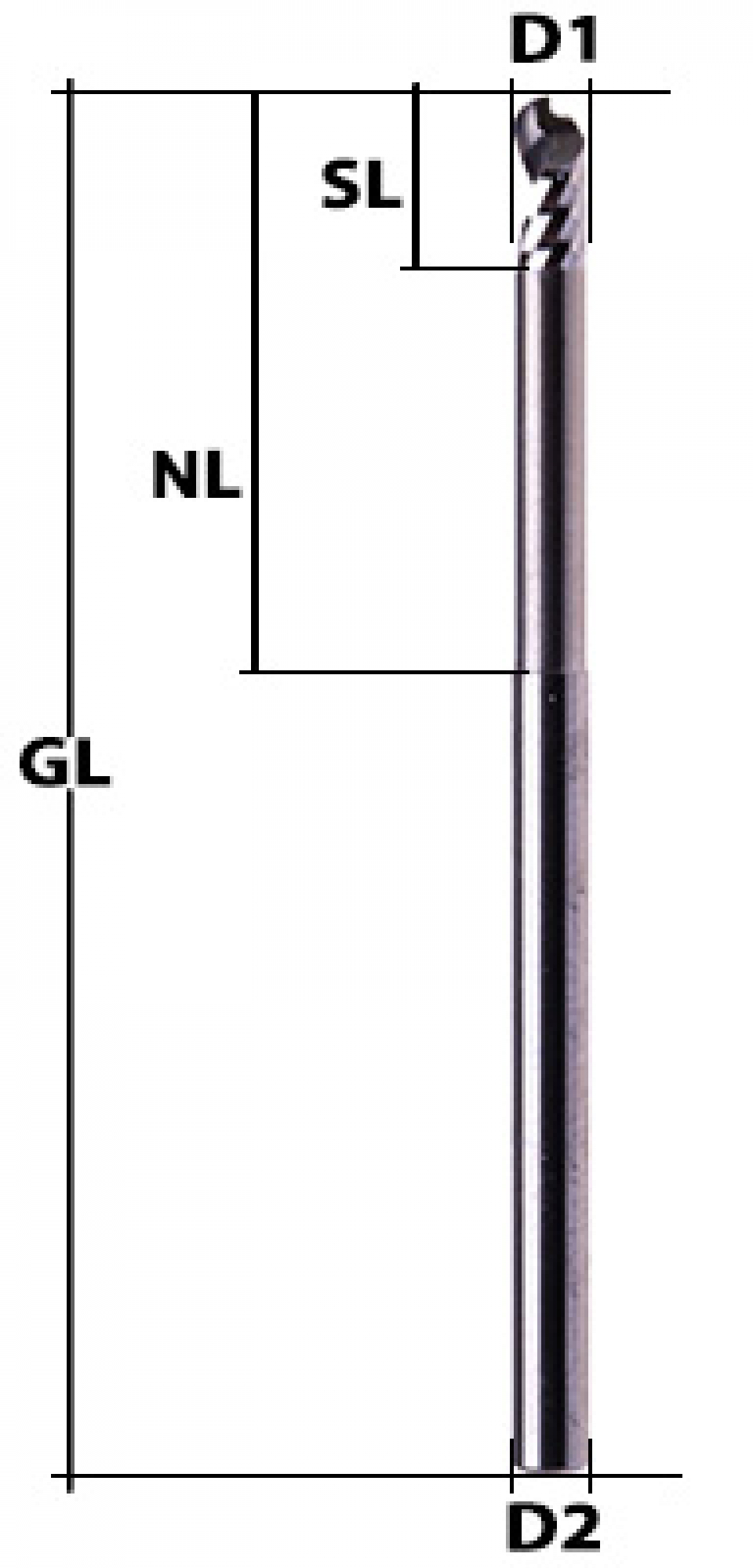 VHM Radiusfräser Z1 R 0,5 mm Ø 1 mm