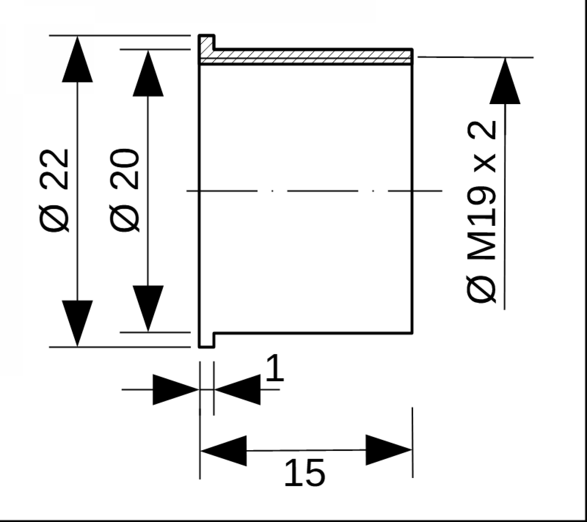 Clamping adapter from 20 mm to thread M19 x 2 (Dremel)