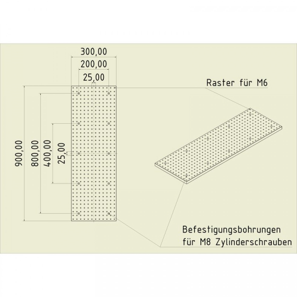 Stahl Gewinderasterplatte 9030