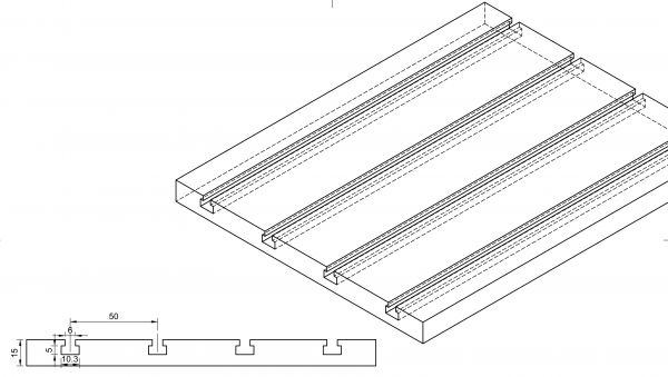 Cast aluminum T-slot plate ECO15 1000 x 600