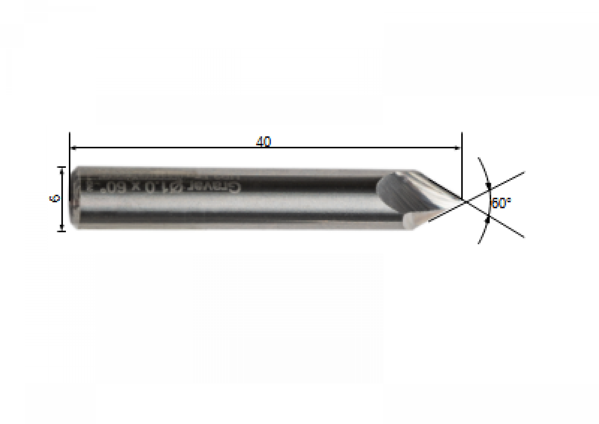 Solid carbide Engraver Ø 6 mm with Ø 1 mm cutting edge