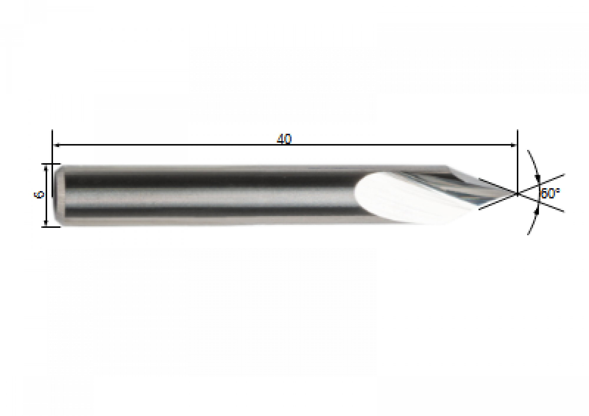 VHM Gravierfräser 60° Ø 6 mm mit Ø 0,2 mm Spitze